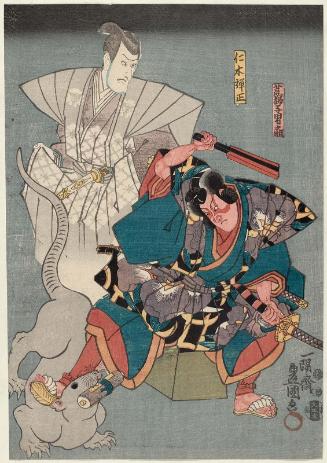 Actors Iwai Kumesaburô III as Arajishi Otokonosuke and Matsumoto Kinshô I as Nikki Danjô