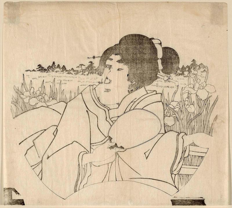 Woman in Iris Garden