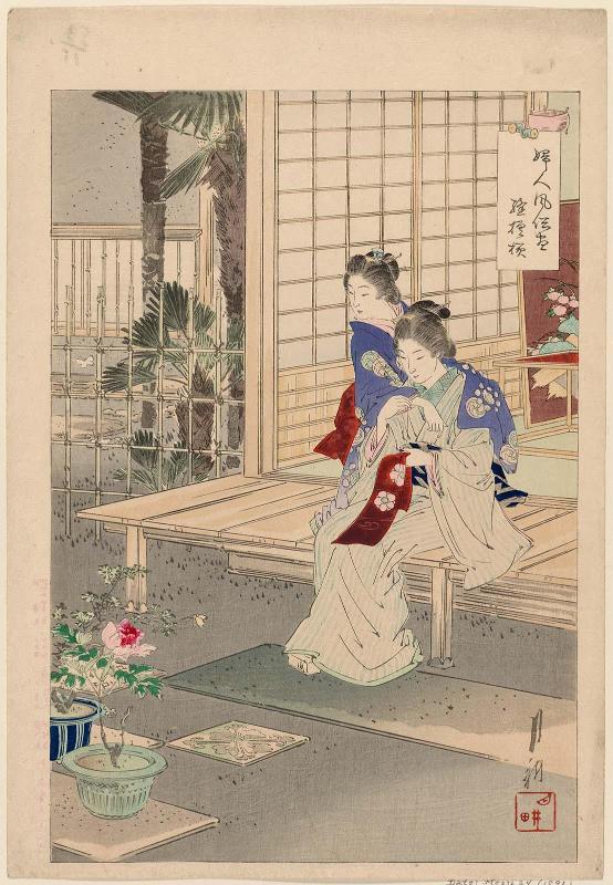 Embroidery (Nui moyô), from the series An Assortment of Women's Customs (Fujin fûzoku zukushi)