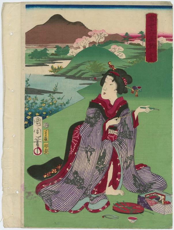 Ide, from the series Six Jewel-like Faces of Modern Times (Tôsei mu tamagao), pun on Six Jewel Rivers (Mu Tamagawa)