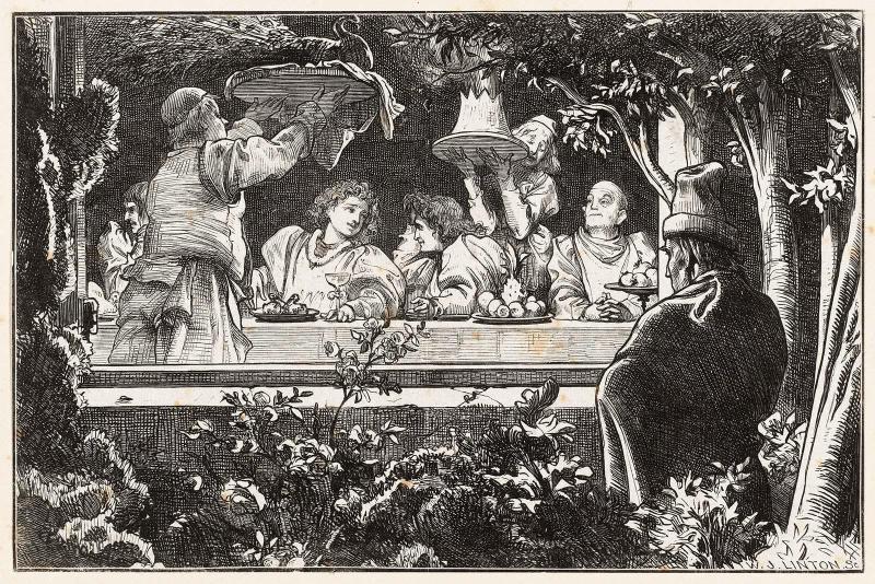 "A Supper in the Rucellai Gardens," Illustration to Cornhill Magazine, 1863, vol. 7, p.153