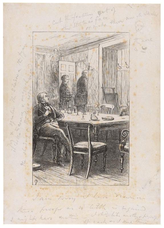 "And then they all marched out of the room, each with his own glass" Illustration to Anthony Trollope's "Orley Farm"