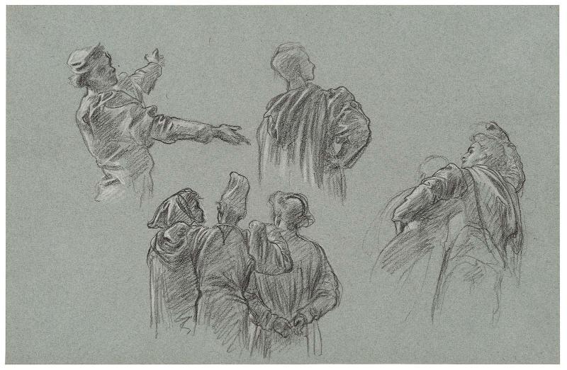 Six Half-length Figures Seen from Rear