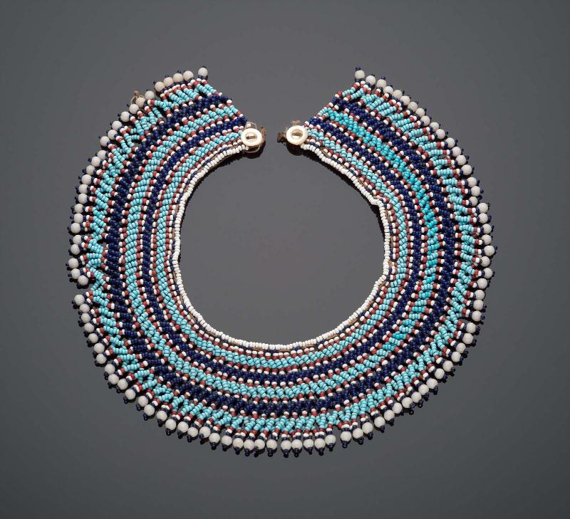 Blue and White Beaded Collar