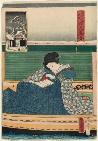 Mokubo-ji, from the series One Hundred Beautiful Women at Famous Places in Edo (Edo meisho hyakunin bijo)