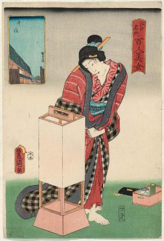 Senju, from the series One Hundred Beautiful Women at Famous Places in Edo (Edo meisho hyakunin bijo)