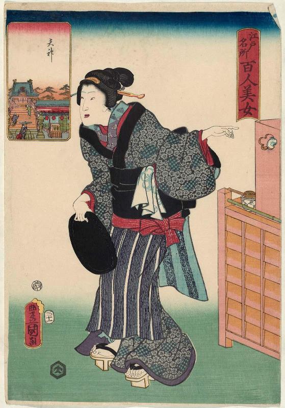 Tenjin Shrine, from the series One Hundred Beautiful Women at Famous Places in Edo (Edo meisho hyakunin bijo)