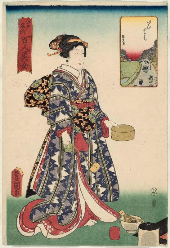 Iidamachi, from the series One Hundred Beautiful Women at Famous Places in Edo (Edo meisho hyakunin bijo)
