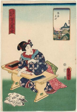 Yushima Tenjin Shrine, from the series One Hundred Beautiful Women at Famous Places in Edo (Edo meisho hyakunin bijo)