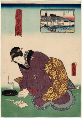 Yoroi Ferry (Yoroi no watashi), from the series One Hundred Beautiful Women at Famous Places in Edo (Edo meisho hyakunin bijo)