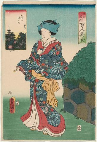 San'enzan Zôjô-ji Temple, from the series One Hundred Beautiful Women at Famous Places in Edo (Edo meisho hyakunin bijo)