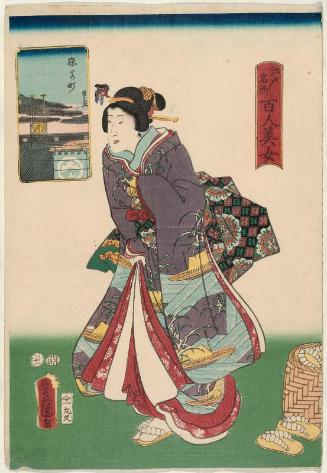 Saruwaka-machi, from the series One Hundred Beautiful Women at Famous Places in Edo (Edo meisho hyakunin bijo)