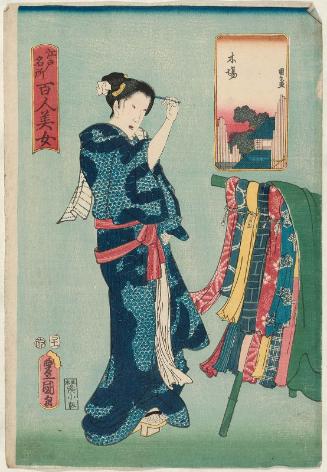 Kiba, from the series One Hundred Beautiful Women at Famous Places in Edo (Edo meisho hyakunin bijo)