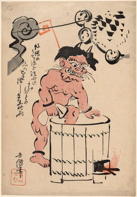 Thunder God Taking a Bath, from an untitled Ôtsu-e series
