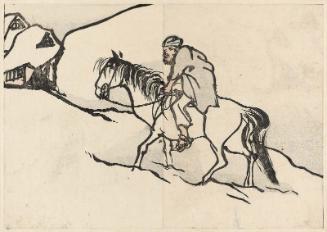 Man Riding Horse in Snow, from the book Bunpô gafu (Album of Drawing by Bunpô), vol. I