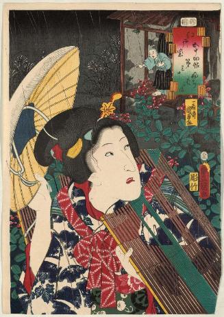 No. 30, Fujibakama: Actor Ichikawa Monnosuke III, from the series Fifty-four Chapters of Edo Purple (Edo murasaki gojûyo-jô)