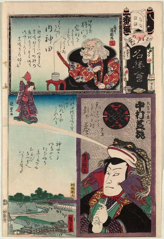 Yo Brigade, First Group, Uchi Kanda: Actor Nakamura Shikan IV as Sôma no Yoshikado, from the series Flowers of Edo and Views of Famous Places (Edo no hana meishô-e)