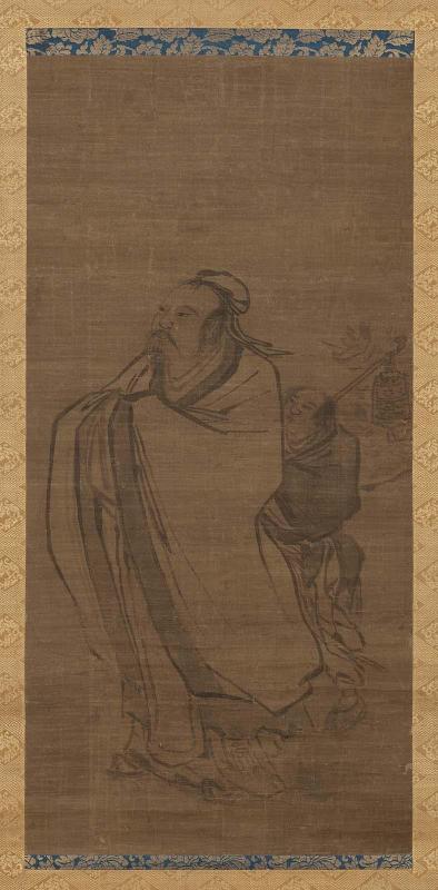 Daoist priest with a boy attendant