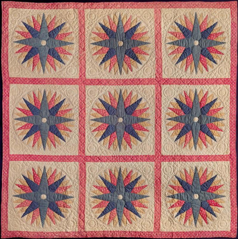 Mariner's compass bed quilt