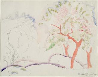 Group of Three Flowering Trees