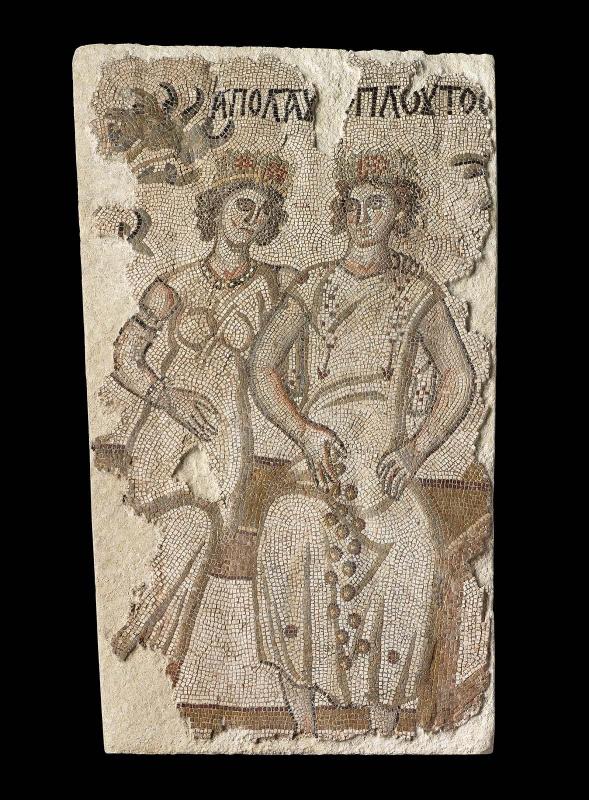 Mosaic with personifications of Pleasure and Wealth