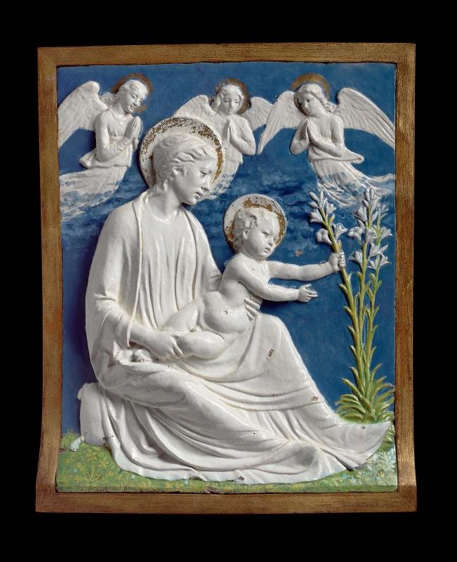 Virgin and child with lilies