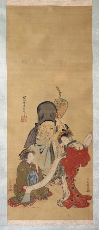 Fukurokuju with a Courtesan and a Geisha