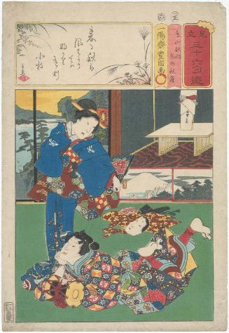 Actors Nakamura Fukusuke I as Toriyama Shûsaku and Arashi Rikan III as the Wetnurse (Uba) Akishino, from the series Matches for Thirty-six Selected Poems (Mitate sanjûrokku sen)