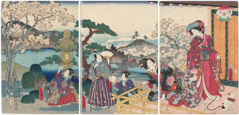 Cherry Blossoms at Genji's Rokujô Mansion (Genji Rokujô no hana)