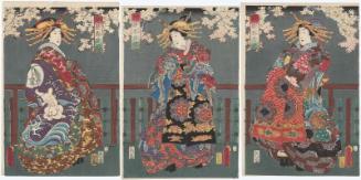 Contest of Flowers: Night Cherry Blossoms in the Pleasure Quarter (Hana kurabe kuruwa yozakura)