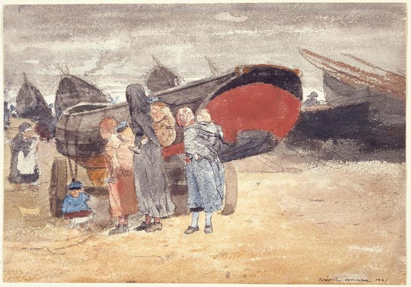 Coast Scene, with Boats on the Beach