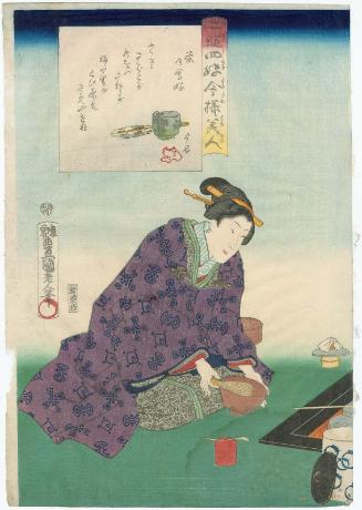 Fond of Tea Gatherings (Chanoyu kô), from the series Twenty-four Enjoyments of Beauties of the Present Day (Nijûshi kô tôji no hanamono)