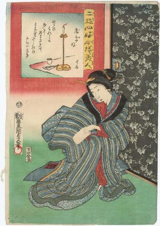 Fond of the Comic Theater (Yose kô), from the series Twenty-four Enjoyments of Beauties of the Present Day (Nijûshi kô tôji no hanamono)