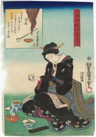 Fond of Drinking (Sake kô), from the series Twenty-four Enjoyments of Beauties of the Present Day (Nijûshi kô tôji no hanamono)