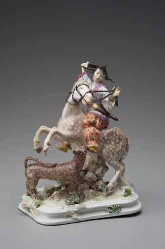 Group with Chinese Horseman Fighting a Leopard