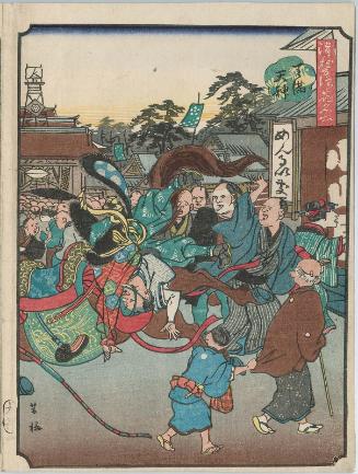 Tenma Tenjin Shrine (Tenma Tenjin), from the series Comical Views of Famous Places in Osaka (Kokkei Naniwa meisho)