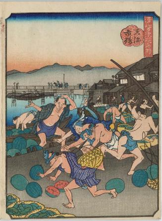 Tenman Market (Tenman ichiba), from the series Comical Views of Famous Places in Osaka (Kokkei Naniwa meisho)