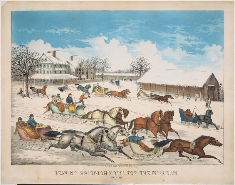 Leaving Brighton Hotel for the Mill-Dam (Winter)