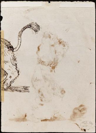 Man with Upraised Pick (Adz ); Hindquarters of an Animal (verso)