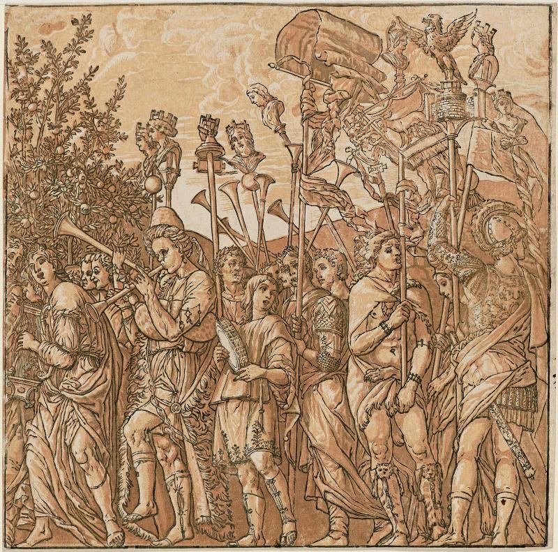 The Triumph of Caesar, Plate 8: Musicians and Standard Bearers