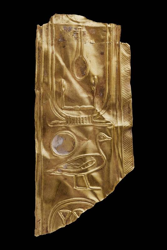 Inscribed gold relief