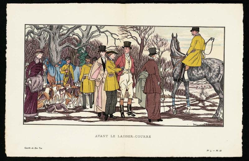 "Avant le Laisser-Courre," plate III from Gazette du Bon Ton, Volume 1, No. 3