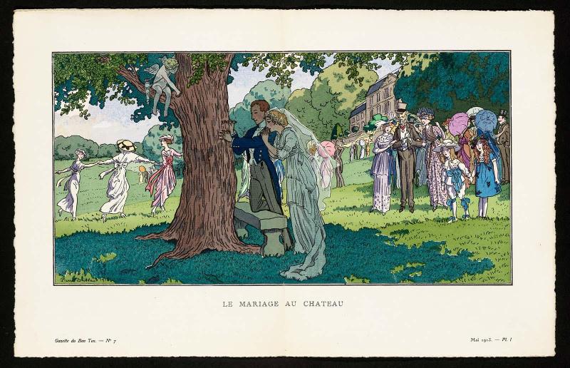 "Le Mariage au Chateau," plate I from Gazette du Bon Ton, Volume 2, No. 7