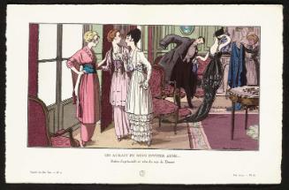 "On Aurait Pu Nous Inviter Aussi... - Robes d'après-midi et robe du soir de Doucet," plate 61 from Gazette du Bon Ton, Volume 1, No. 6