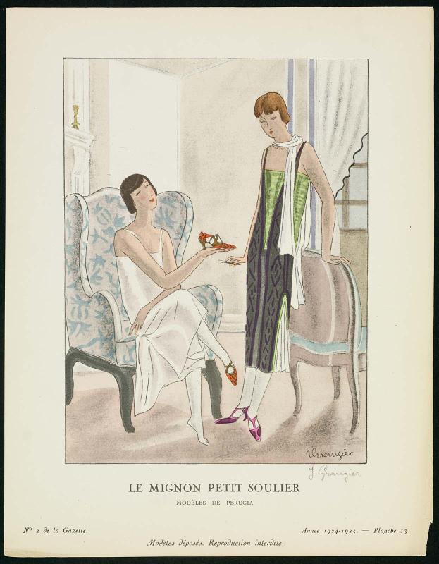 "Le Mignon Petit Soulier - Modèles de Perugia," plate 13 from Gazette du Bon Ton, No. 2
