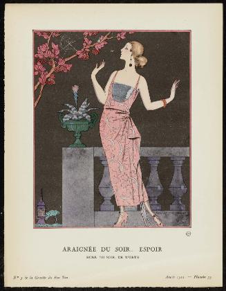 "Araignée du Soir... Espoir - Robe du soir, de Worth," plate 35 from Gazette du Bon Ton, Volume 1, No. 5