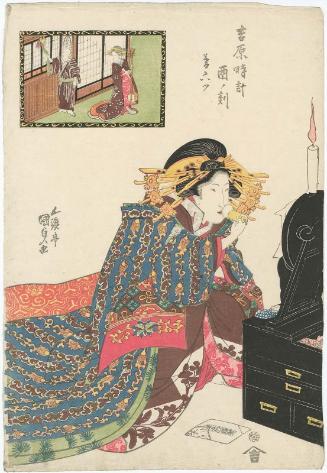 The Hour of the Chicken, Sixth Hour of Twilight (Tori no koku, Kure muttsu), from the series A Yoshiwara Clock (Yoshiwara tokei)
