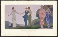 "Rentrons, La Fraicheur Tombe... - Robes du soir de Dœuillet," plate 60 from Gazette du Bon Ton, Volume 1, No. 6