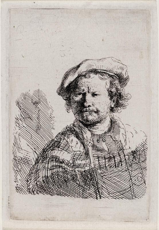 Self-Portrait in a Flat Cap and Embroidered Dress