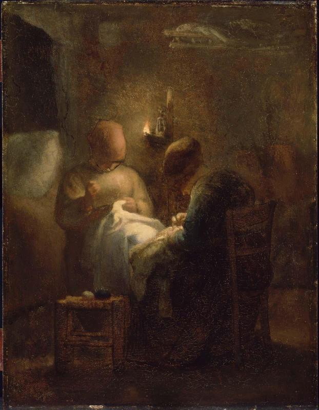 Women Sewing by Lamplight (La Veillée)